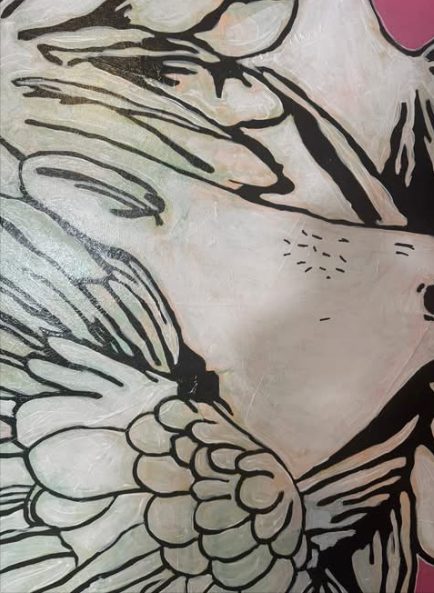 Close view of the white doves