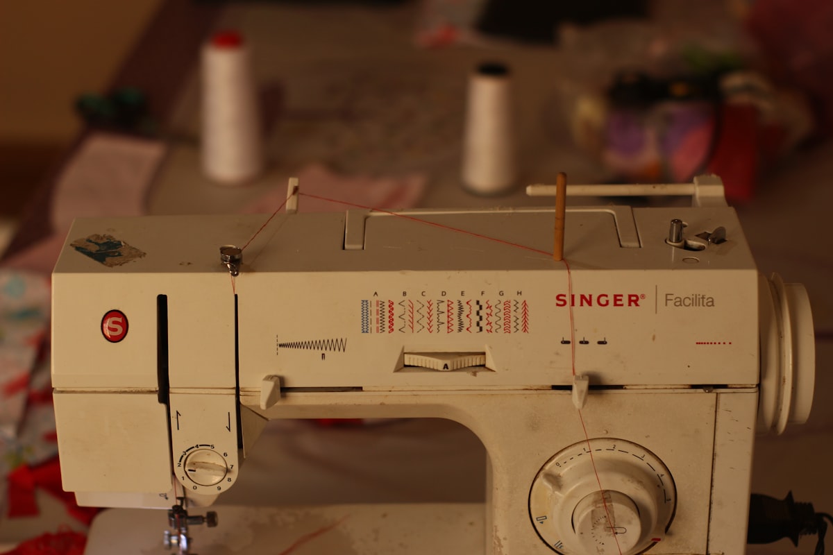 Panoramic view of the design studio with fabric and equipment